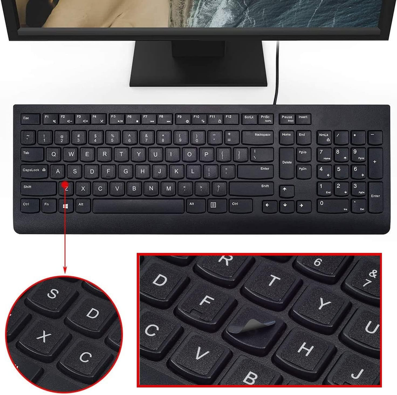 6PCS Black Universal English Keyboard Letter Stickers PC Replacement Stickers