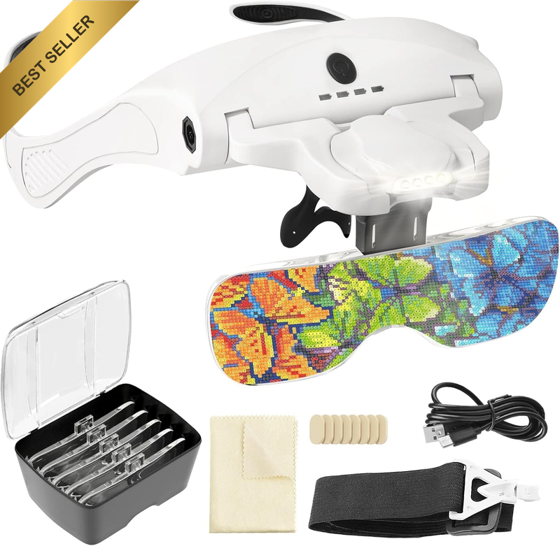 Magnifying Glasses with Light for Diamond Painting Kits,Magnifying Glasses Heads