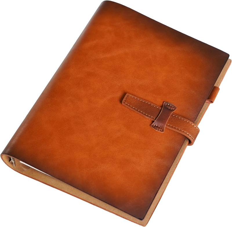 Refillable A5 Leather Binder Notebook, Reusable Leather Journal, Vintage Organiz