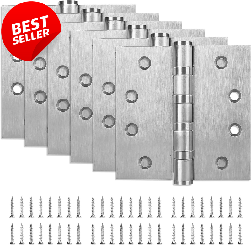 4x4 Ball Bearing Door Hinges Stainless Steel Heavy Duty Square 6 Pack - US