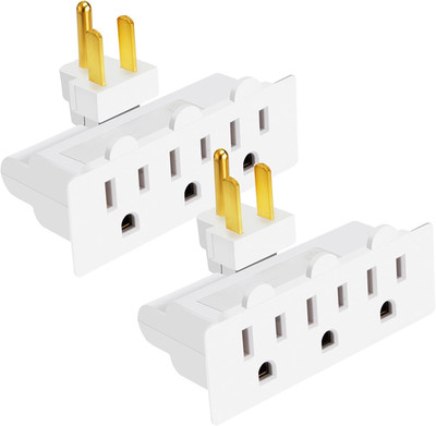 3 Outlet Wall Adapter,  ETL Listed 3-Prong Grounded 180 Degree Swivel Indoor AC 