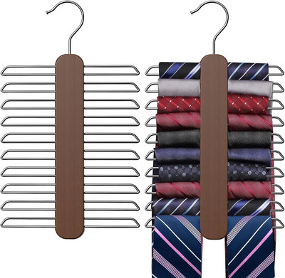 Tie Hanger,Tie Organizer for Closet 20 Storage Capacity,Wooden Necktie Organizer