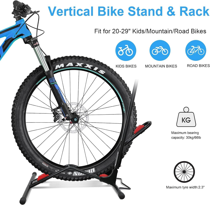 Bicycle Stand Vertical Bike Rack, Space-Saving Freestanding and No-Damage Wall,