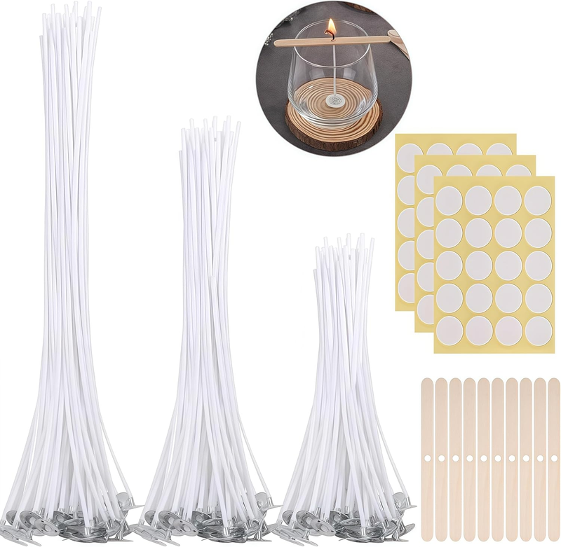 Candle Making Kit,Candle Wicks 90 Pcs (4in, 6in, 8in) with 10 Candle Wick Holder
