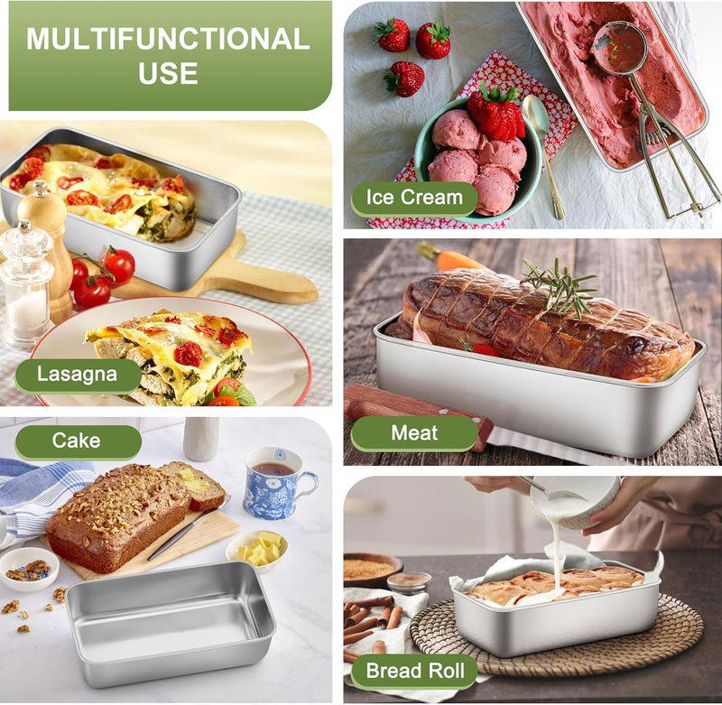 Loaf Pan Set of 2, 9-inch Bread Pans, Stainless Steel Loaf Toast Baking Pans for