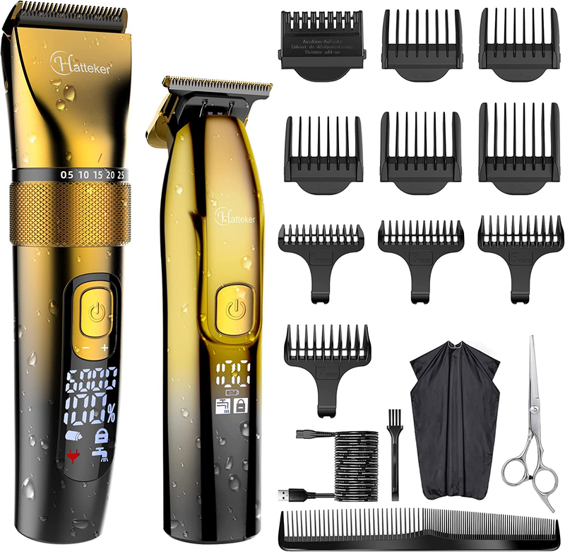 Hatteker Mens Hair Clippers/T-Blade Trimmer Kit Cordless Bea