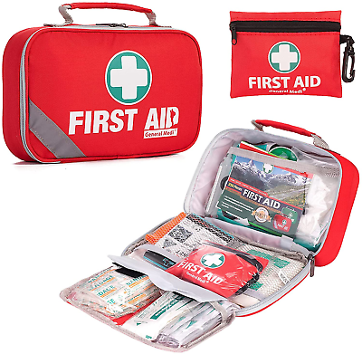 2-In-1 First Aid Kit (215 Piece) + Bonus 43 Piece Mini First Aid Kit  -Includes E