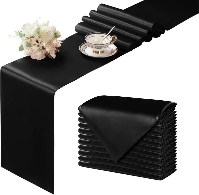 Black Satin Table Runner 12X108 - 12 Pieces