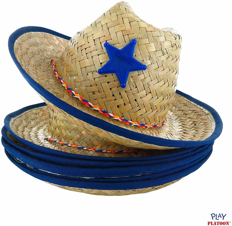 Pack of 12 Straw Cowboy Hats for Kids 