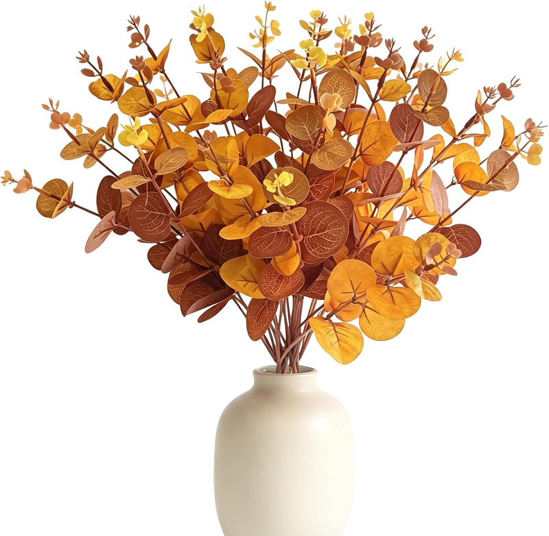 8 Bündel Künstliche Herbstblumen, Eukalyptus Deko Herbstblumen 2 Farben