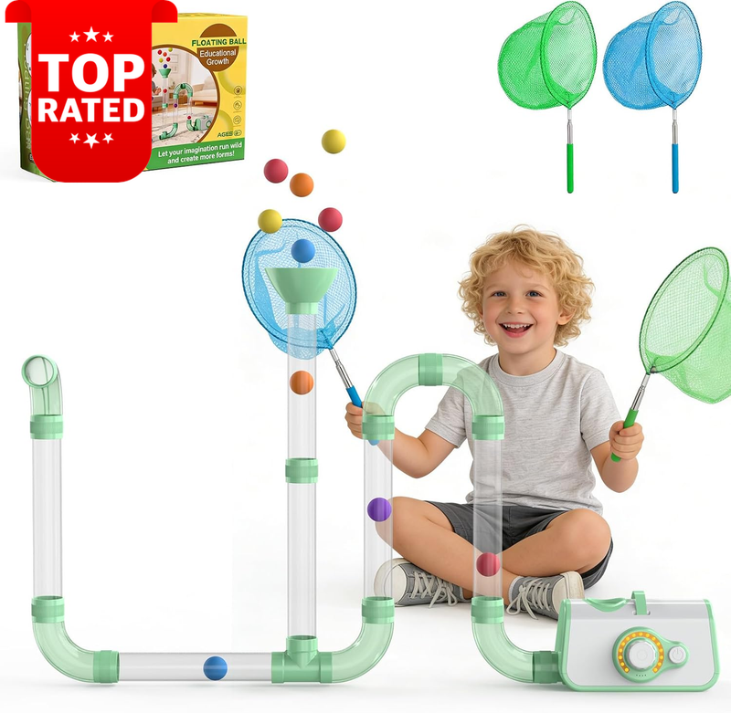 STEM Building Tube Toy Set Modular Tubes Fan Unit 20 Foam Balls Race Game 3+