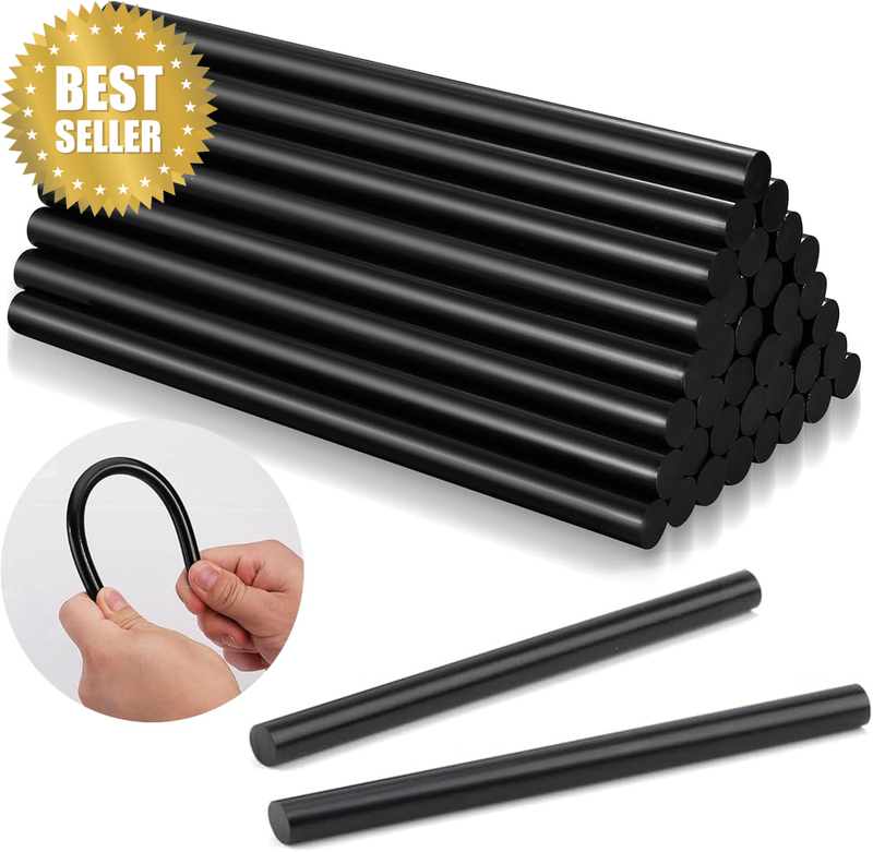 50Pcs Black Hot Melt Glue Sticks - 7Mm X 150Mm - Car Dent Repair Kit - Art Craft
