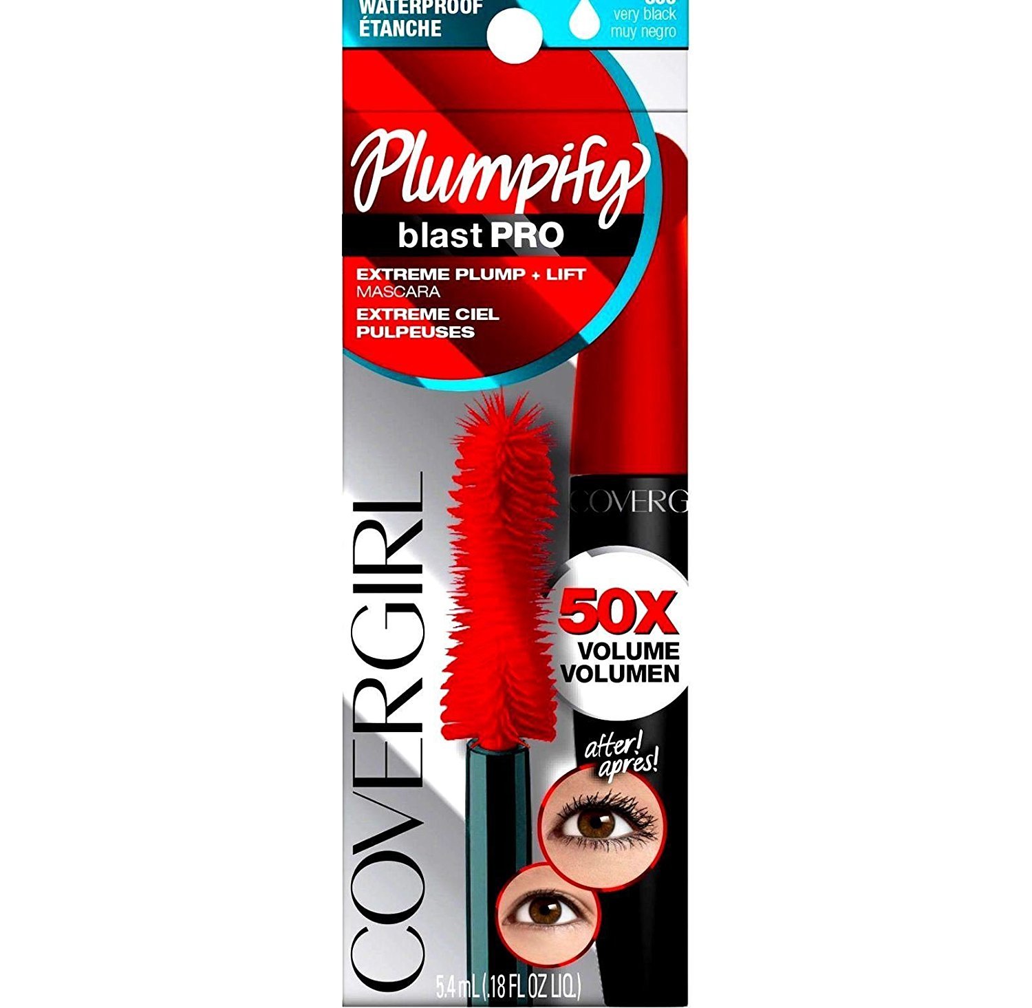 CoverGirl Plumpify Waterproof Mascara, 825, Very Black