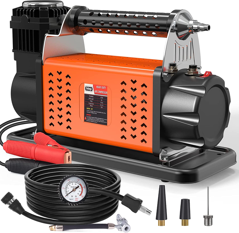 Heavy Duty 12 Volt Air Compressor, Truck Tire Inflator, Portable Onboard Air Pum