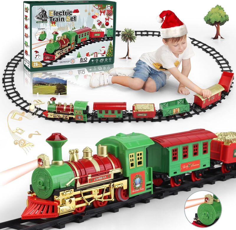 Train Set for Toddlers 3-5, Electric Christmas Train Sets wi