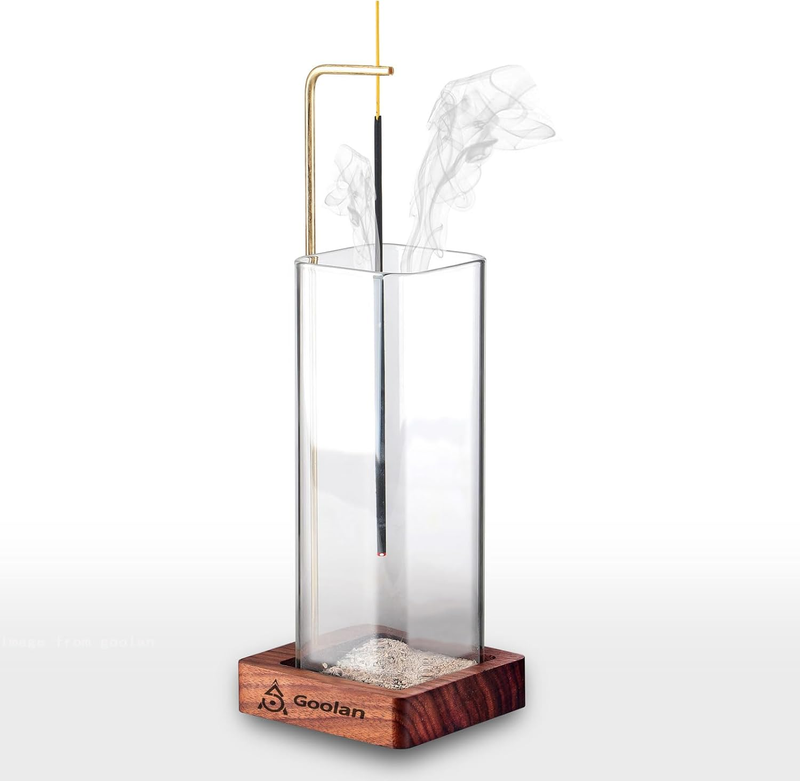 Incense Sticks Holder [Anti-Ash Flying] with Glass No Mess Incense Burner enscen