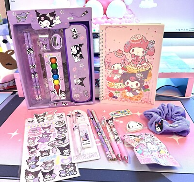 Kuromi & My Melody Bundle Pencil Case Pens & Pencils & Crayons Notebook Bundle