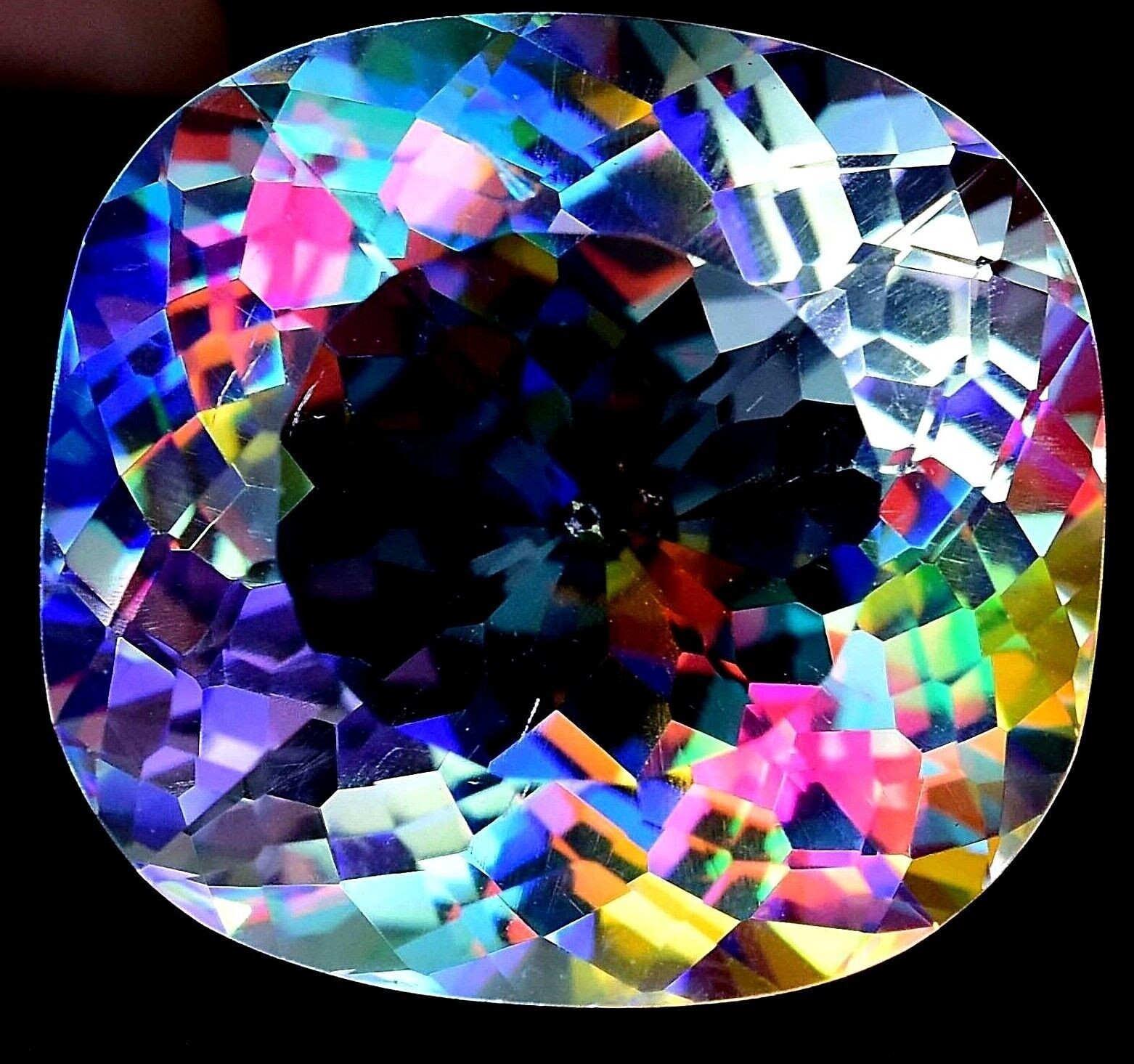DVD「Mystic Topaz」 49.25 CT+ Rainbow Color Cushion Cut Natural Mystic Topaz