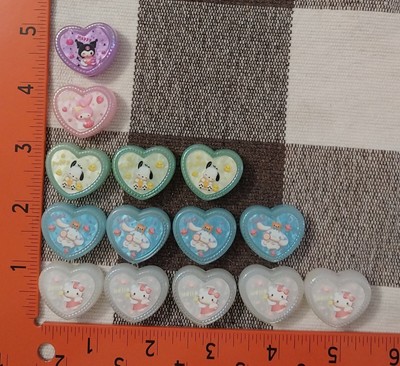 DIY 14Pcs Sanrio Hello Kitty & Friends Acrylic Heart Shape & 2 DIY Pens-Style D