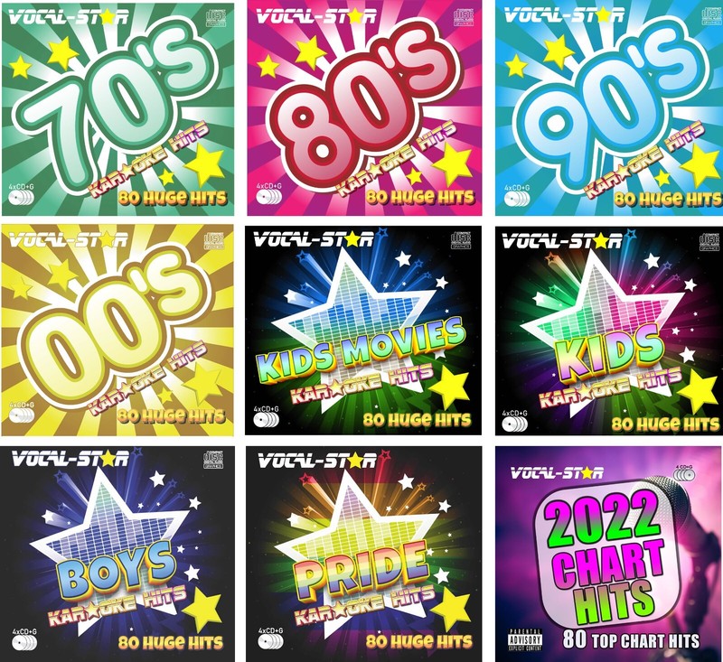 Vocal-Star Karaoke 756 Song Disc Bundle Cdg/Cd+G Mixed Genres Artists