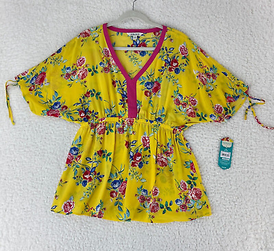 The Pioneer Woman Yellow Floral Print Dolman Sleeve Shirt Womens Size Medium