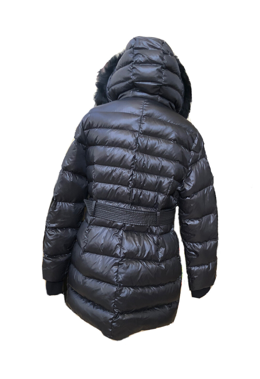 Pre-owned Ugg Women Valerie Black Hooded Belted Waterproof Parka Jacket Coat Size M