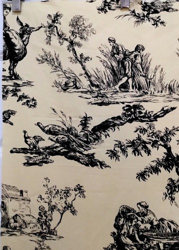 Exclusive Schumacher Hand Print Fabric Toile Art Remnant 27”x45” Black & Yellow