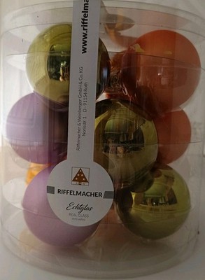 Riffelmacher Glaskugeln Weihnachtskugeln Echtglas 12 Stk Farbe MixFrench 60mm