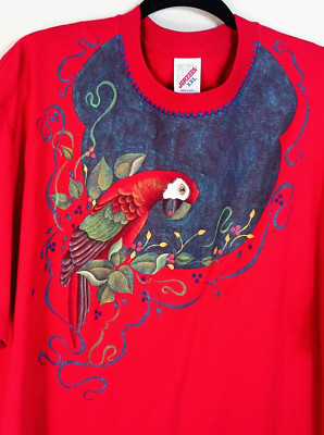 Parrot Top Art To Wear 2XL Hand Painted Signed Glitter Bird Starry Night Sky