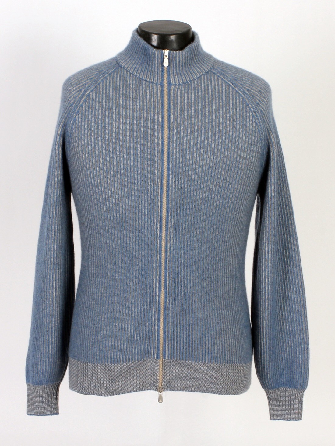 Pre-owned Brunello Cucinelli $4400  100% Cashmere Full Zip Sweater - Blue - 50 M