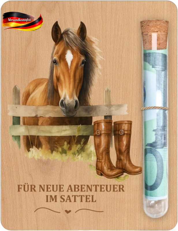 Pferde Geldgeschenk Holzset für Reiterinnen und Pferdefans kreative Geschenkideen