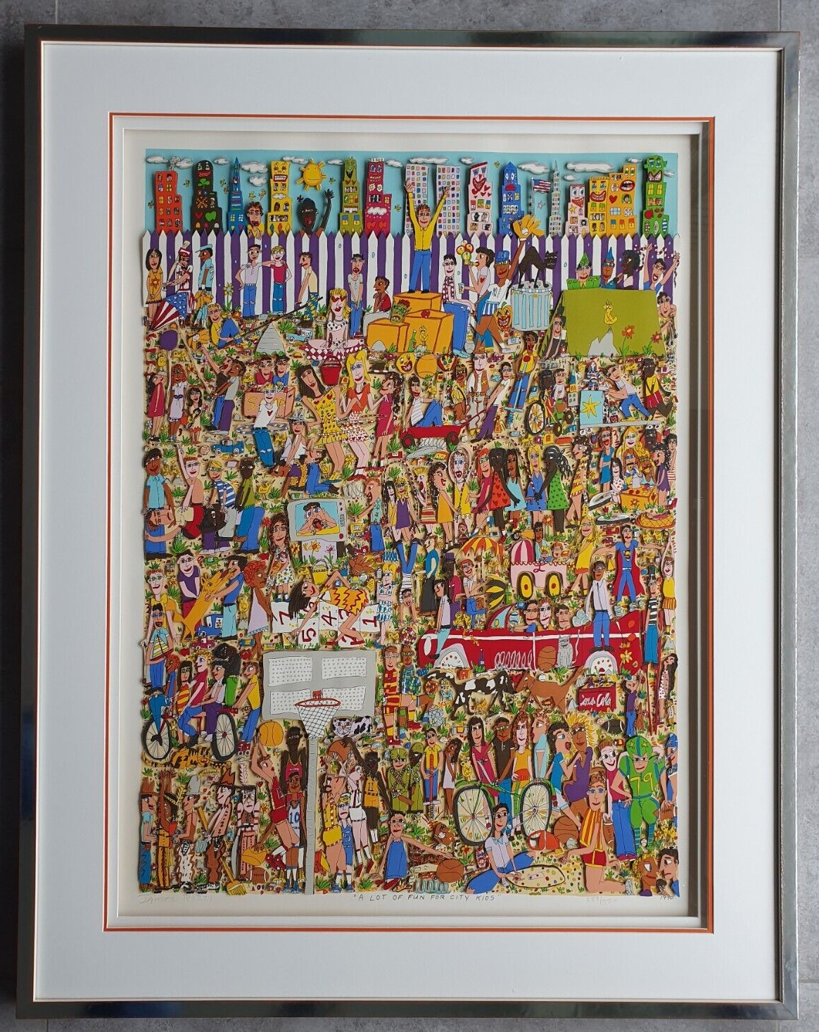James Rizzi 「A Lot of Fun for City Kids」 James Rizzi 3D A LOT OF FUN FOR CITY KIDS Pop Art Gerahmt