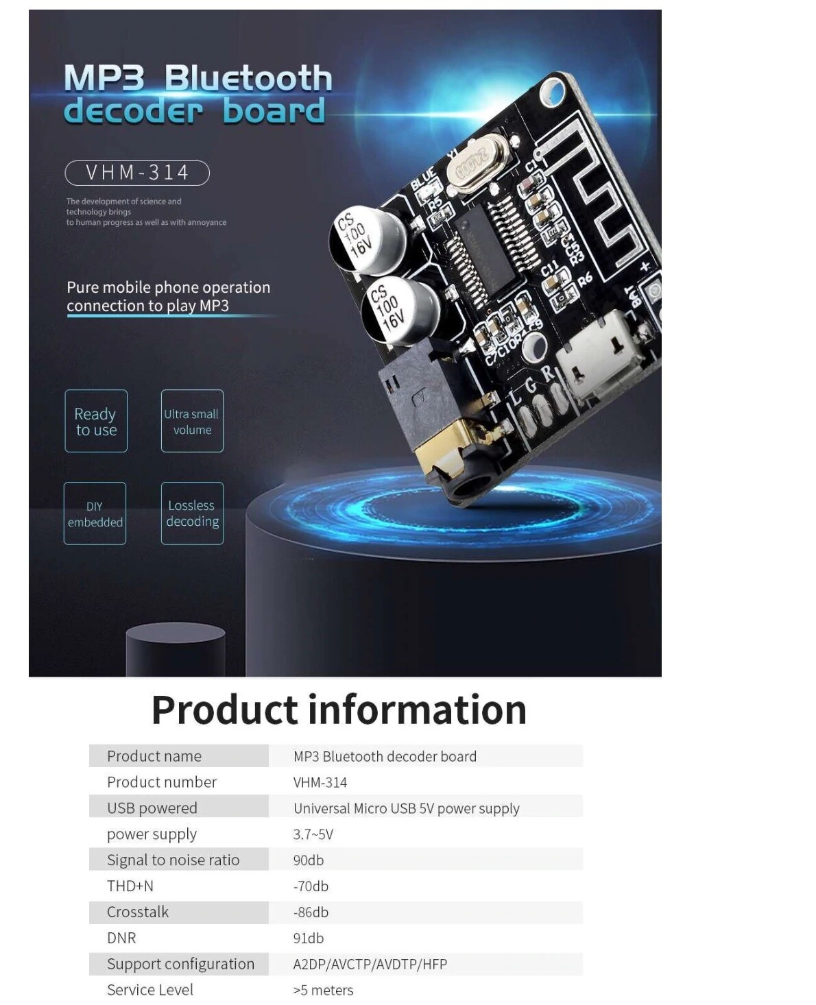 Bluetooth 5.0 Audio Receiver Module Board for Stereo Wireless Sound