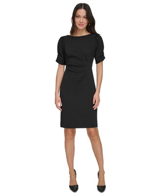 DKNY Womens Black Short Sleeves Above The Knee Wear To Work Sheath Dress 12