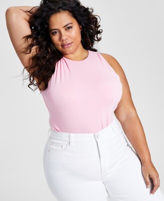 MSRP $30 Bar III Women Trendy Plus Size High-Neck Tank Bodysuit Size 2X
