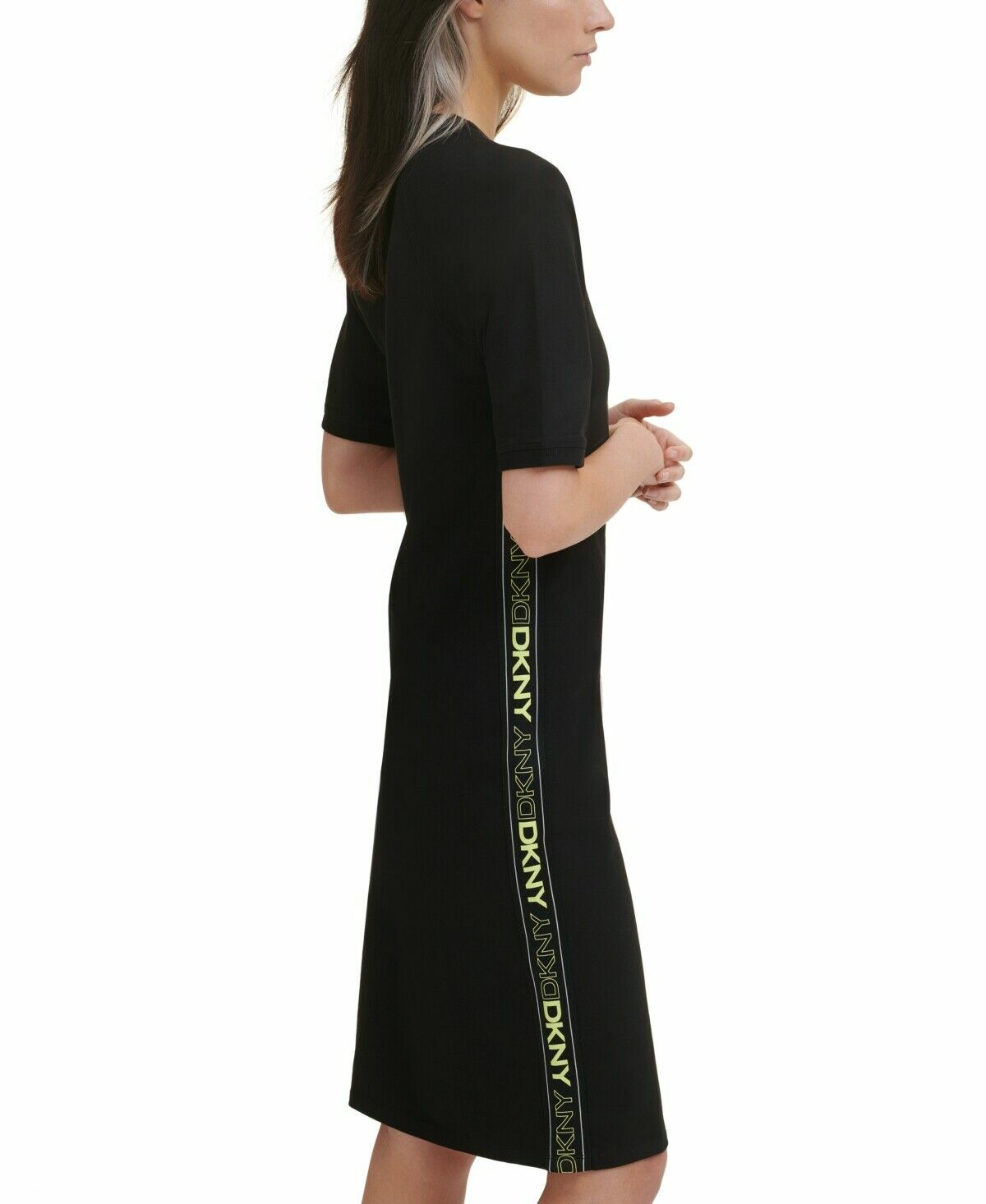 ★DKNY☆スプリットネック♪そでなし♪アクセントロゴ♪ドレス ☆DKNY☆スプリットネック♪そでなし♪アクセントロゴ♪ドレス