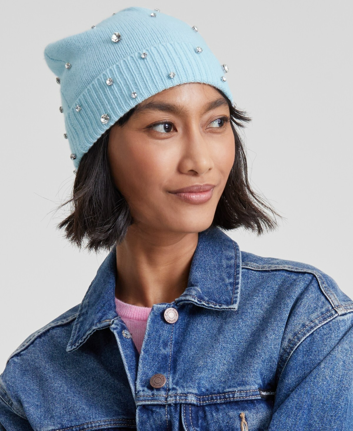 Charter Club Cashmere Embellished Cuffed Beanie Women's One Size Crystal Blue - Picture 1 of 15