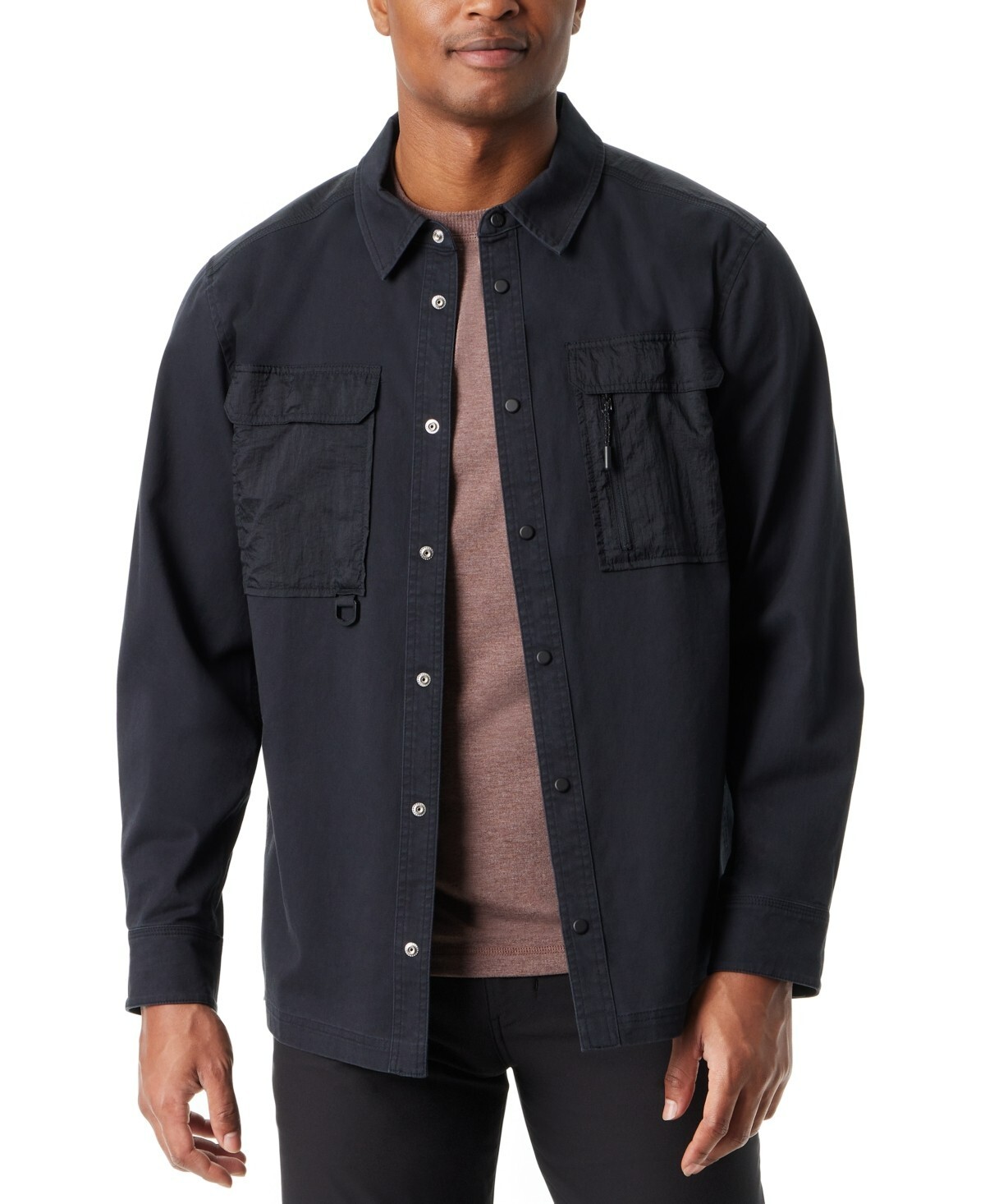 BASS OUTDOOR Relaxed Fit Worker Shirt Jacket Men's M Black Beauty Button Snap - Picture 1 of 19
