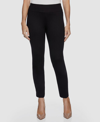 $59 Cooper & Ella Women's Black Slim Leg Wide Waistband Ponte Pants Size L