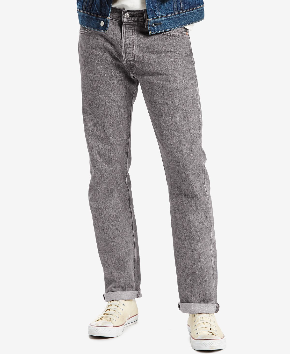 

Джинсы Levis 501 новые мужские оригинальные на пуговицах серого цвета, Серый, Levi's 501
