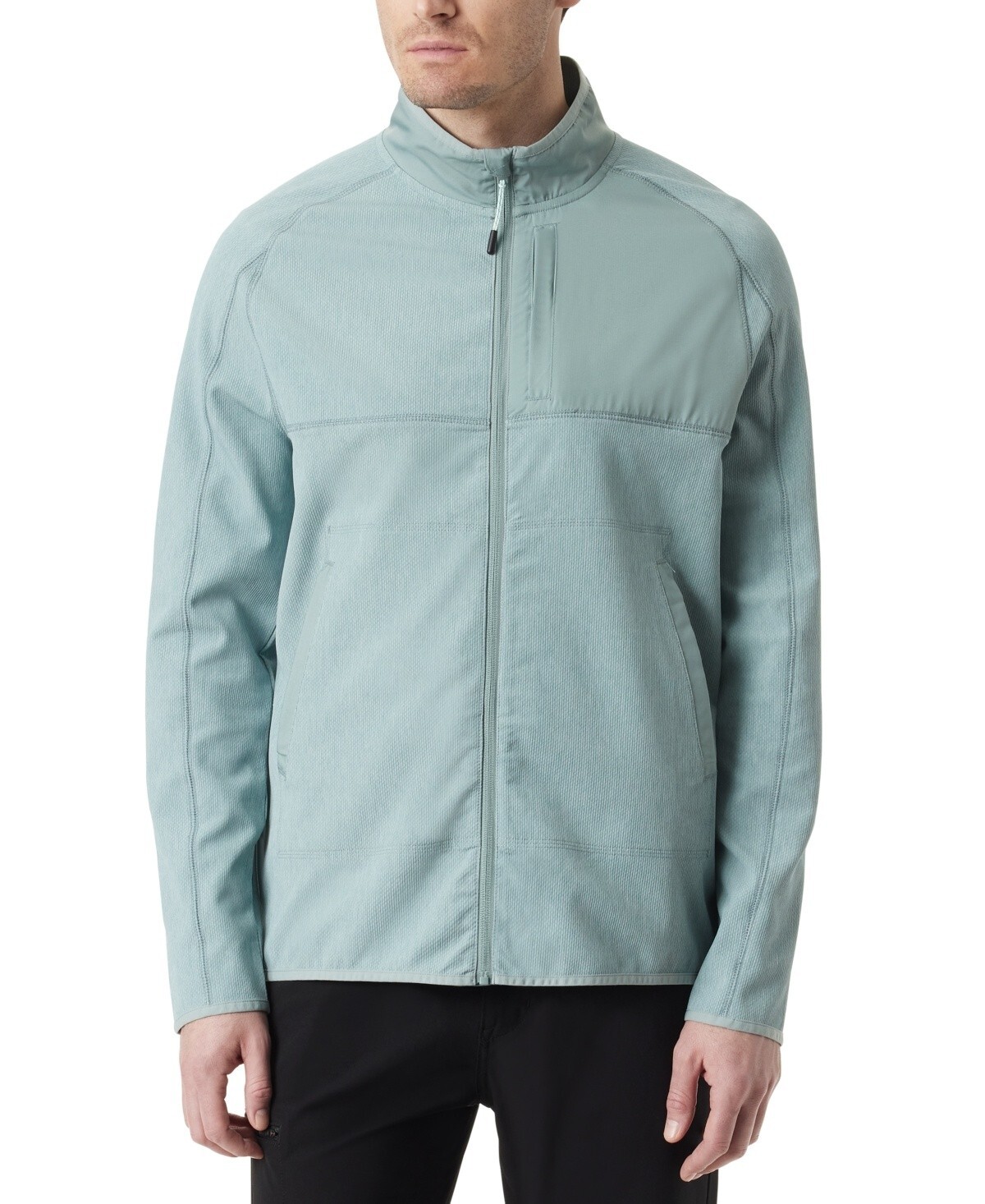 BASS OUTDOOR Trail Jacket Mens L Silver Blue Cationic Mock Neck Full Zip Closure - Picture 1 of 17