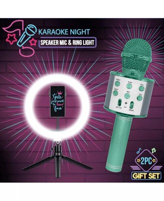 Gabba Goods Karaoke Night Set - Karaoke Mic Speaker with 10'' Ring Light