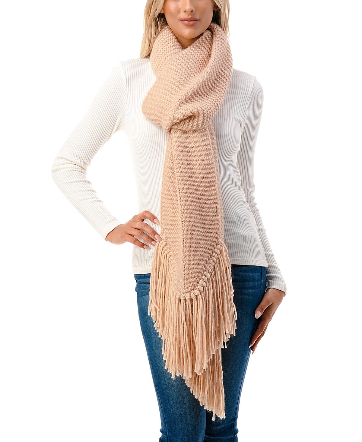 Marcus Adler Ultra Soft Fringe-Trim Winter Scarf Women's One Size Blush - Picture 1 of 13
