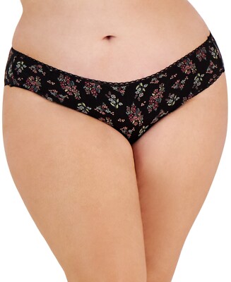 Charter Club Women's Plus Size Cotton Bikini Panty Underwear, Black Floral, 3X