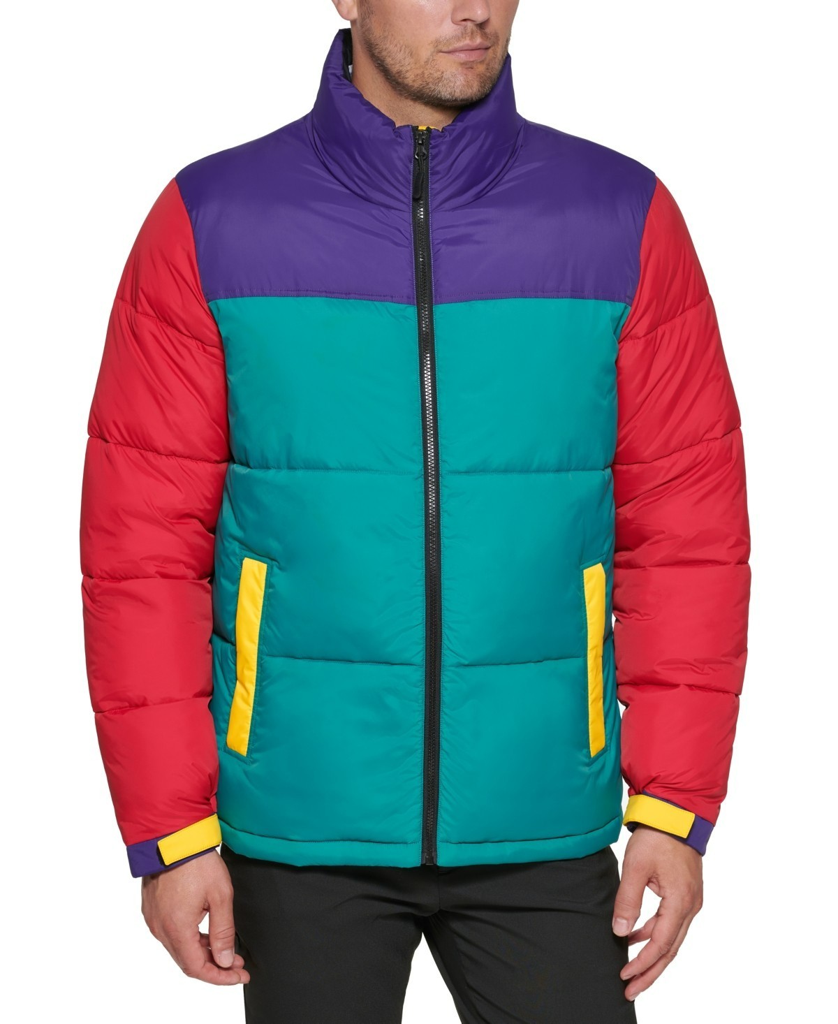 Club Room Colorblocked Quilted Full-Zip Puffer Jacket Men's XL Multi Long Sleeve - Picture 1 of 21