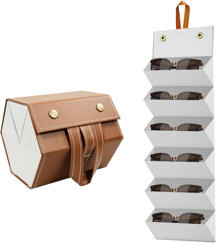 Sunglasses Organizer, 6 Slots Travel Glasses Case Sunglasses Case, Foldable Mult