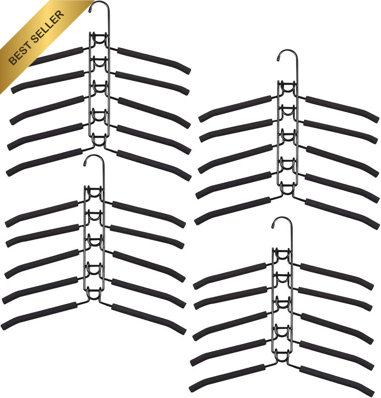 4 Pack 5-in-1 Space Saving Hangers Heavy Duty Non Slip Foam Closet Organizer