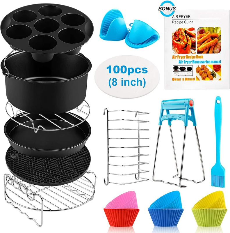 Air Fryer Accessories XL, 8 Inch Set of 17 for Gowise USA Phillips Ninjia Cosori