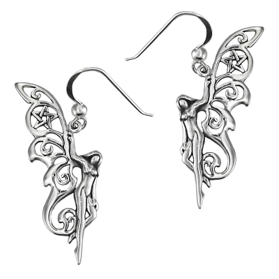 Sterling Silver Faerie Earrings Dryad Design fairy magic wiccan pagan jewelry SS
