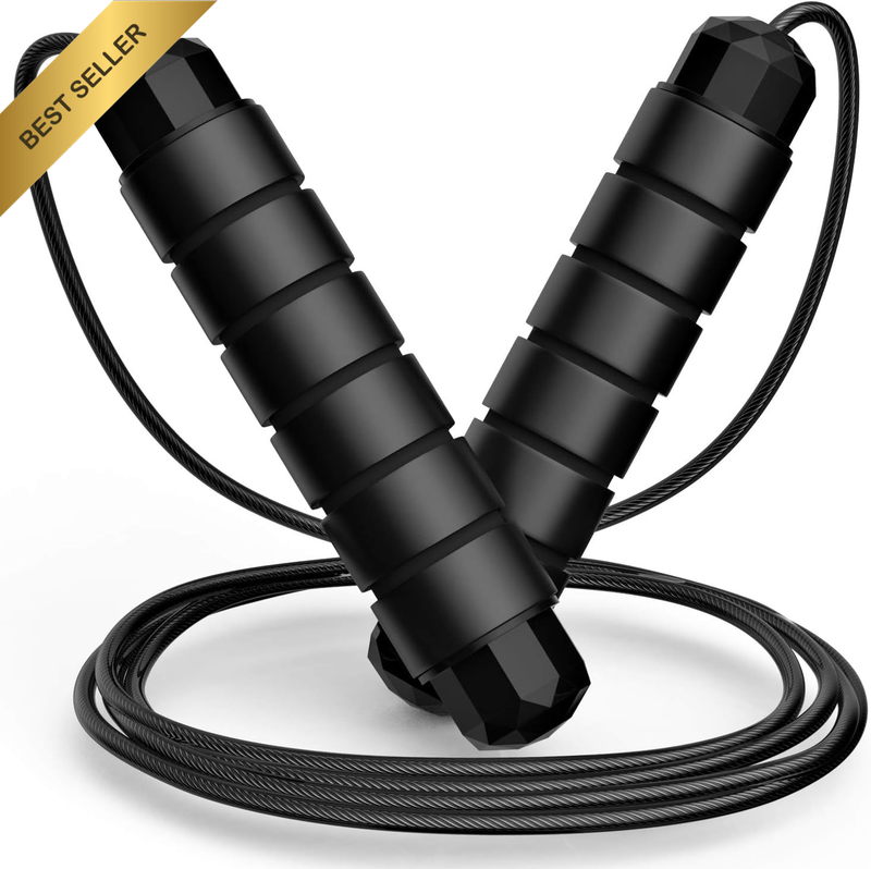 1 Black Jump Rope, Rapid Speed Jumping Rope Cable with Ball Bearings for Women,